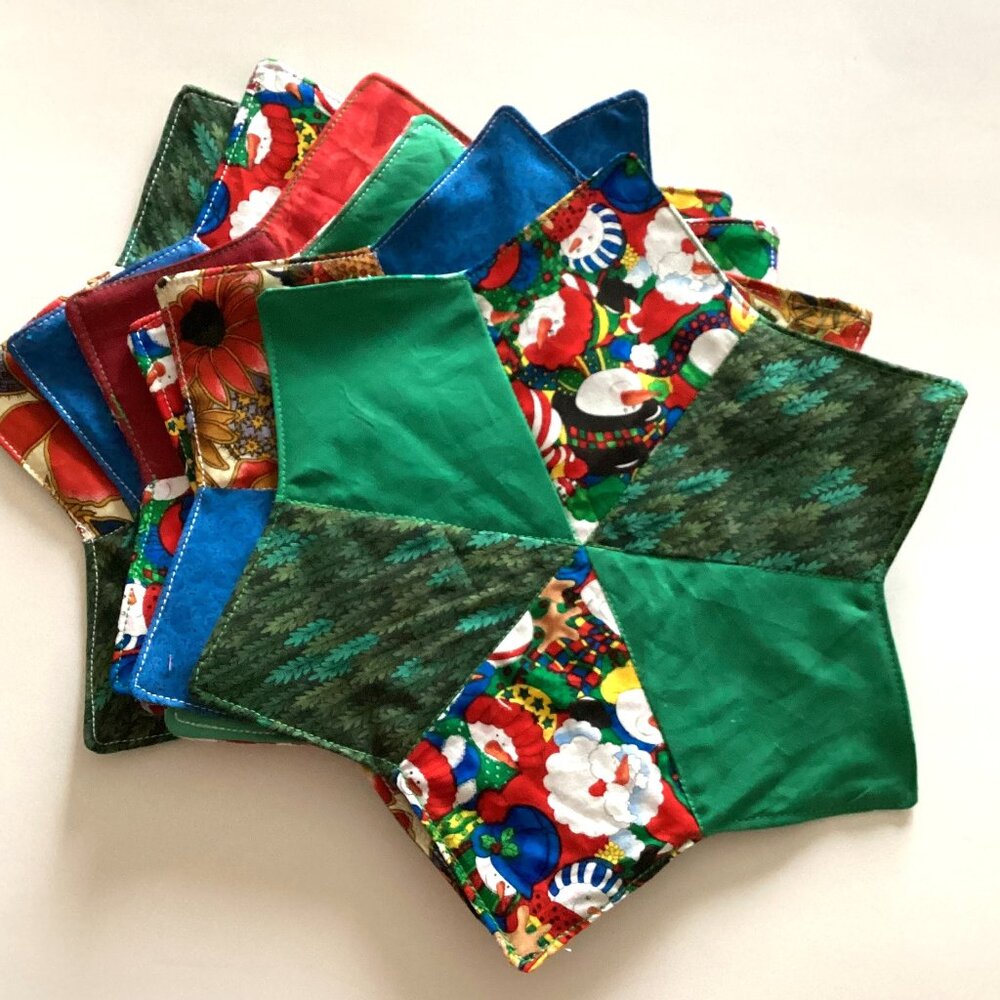 6 Handmade Star Shaped Christmas Mug Mats Coasters